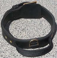 2 ply leather agitation dog collar with handle for Dalmatian