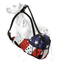 Hand-Painted Training Leather Muzzle for Dalmatian