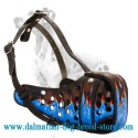 Gorgeously hand-painted leather dog muzzle for Dalmatian