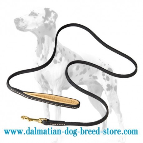 Leather Dalmatian Dog Leash with Padded Handle