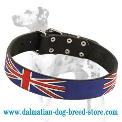 'Union Jack' Dalmatian Leather Dog Collar