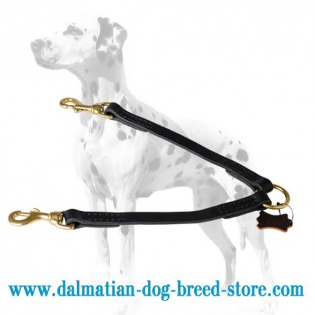 '2 Pets Walking' Dalmatian Dog Leather Coupler
