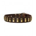 Leather dog collar with vertical brass plates for Dalmatian breed