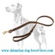 Dalmatian Leather Dog Leash With Extra Handle