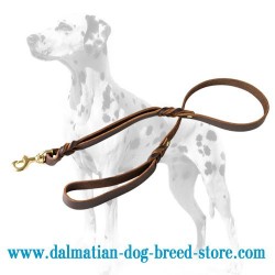 Dalmatian Leather Dog Leash With Extra Handle